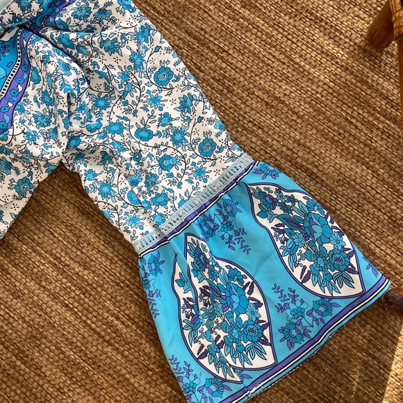 Caftan Muu Muu Long House Dress Blue Spandex sz XL - Picture 9 of 13